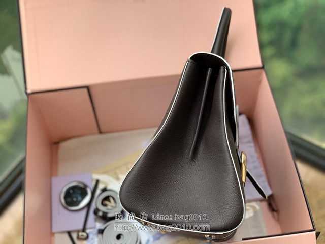 DELVAUX女包 Brillant系列 粒紋牛皮 德爾沃女手提包 Dv0028 togo橡木灰巧克力 Delvaux女單肩斜挎包  fcs1241